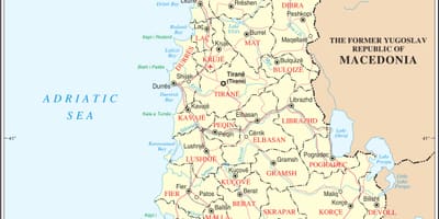 Mappa di l'Albania con la città