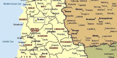 Mappa di costa albanese